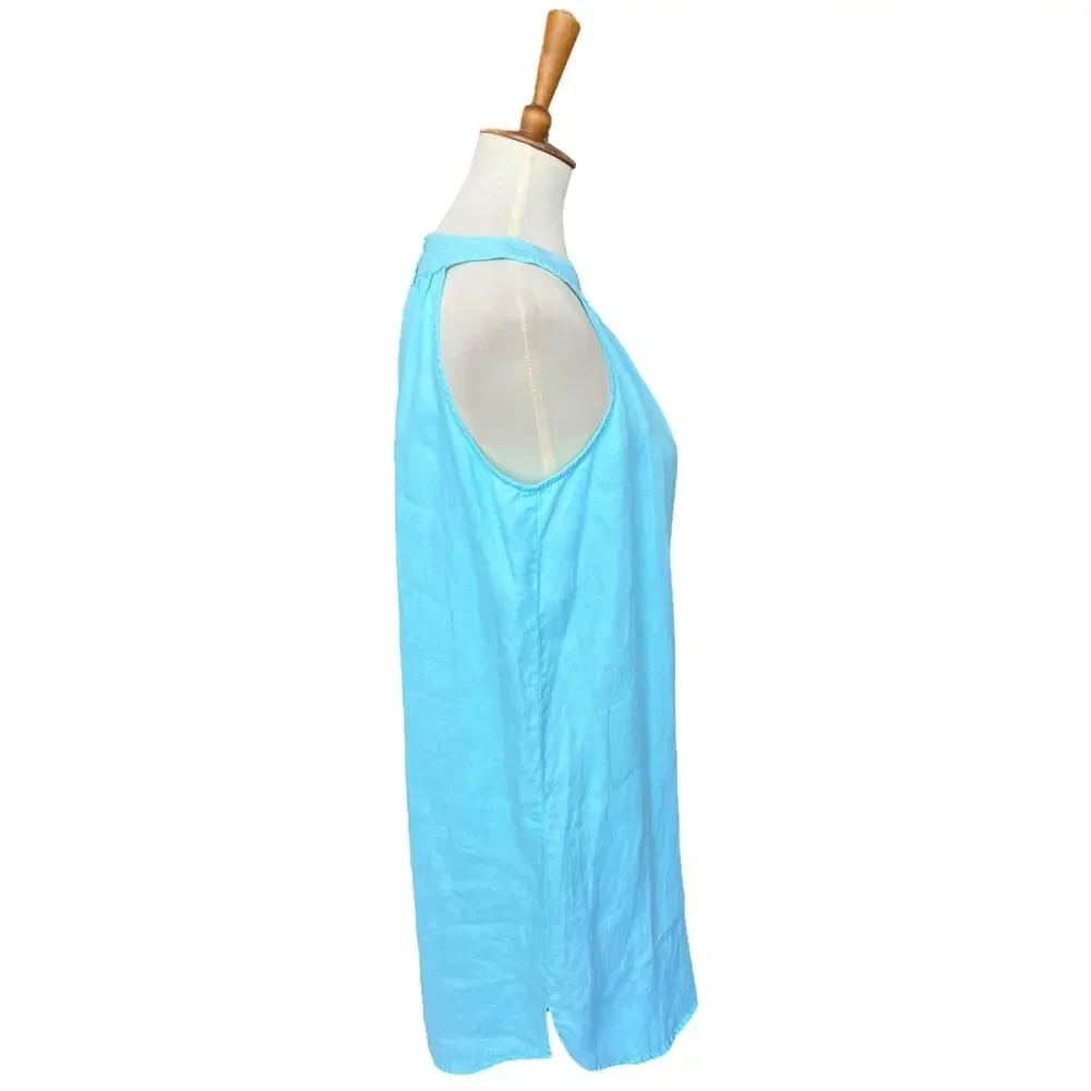 St. Tropez West 100% Linen Vacation Summer Classic Sleeveless Dress Size Small
